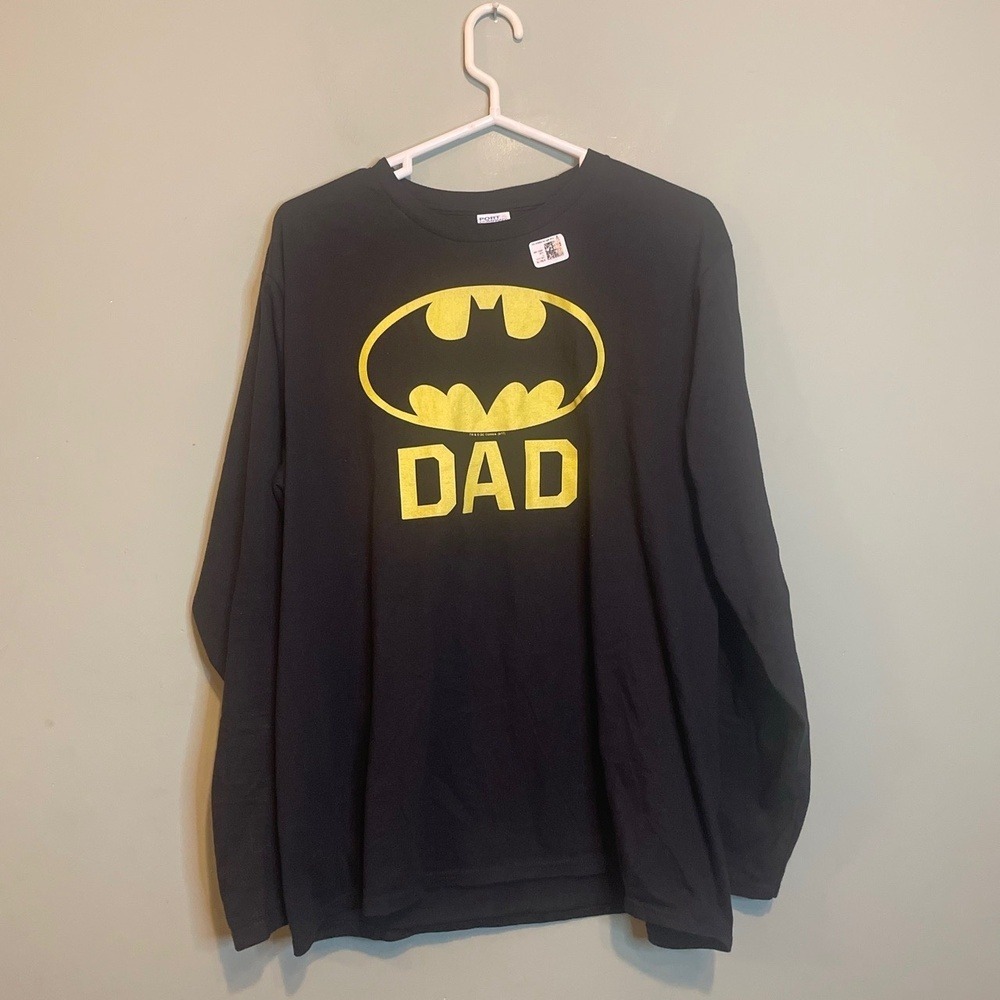NWT Port‎ & Company Mens Batman "Bat Dad" Long Sleeves Sweatshirt Black Large